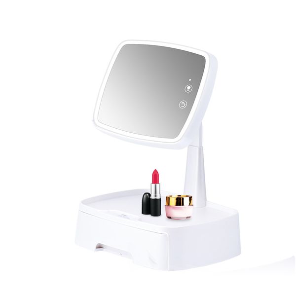 

led deskmirror rotating touch screen makeup mirror with storage function fill light beauty adjustable countertop