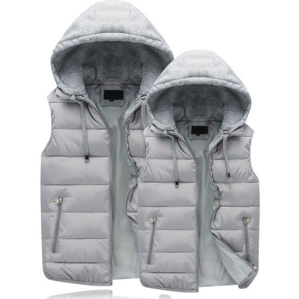

winter male thin lightweight cotton padded vest mens sleeveless hoody jacket plus size warm windproof waistcoat windbreaker 0804, Black;white