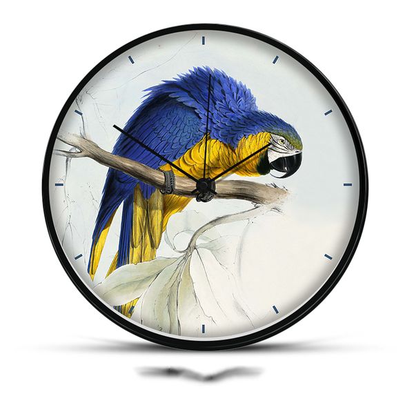 

8/12 inch 12 hours silent wall clock bird pattern needle metal glass mirror circle watch clocks for home art decor adornment