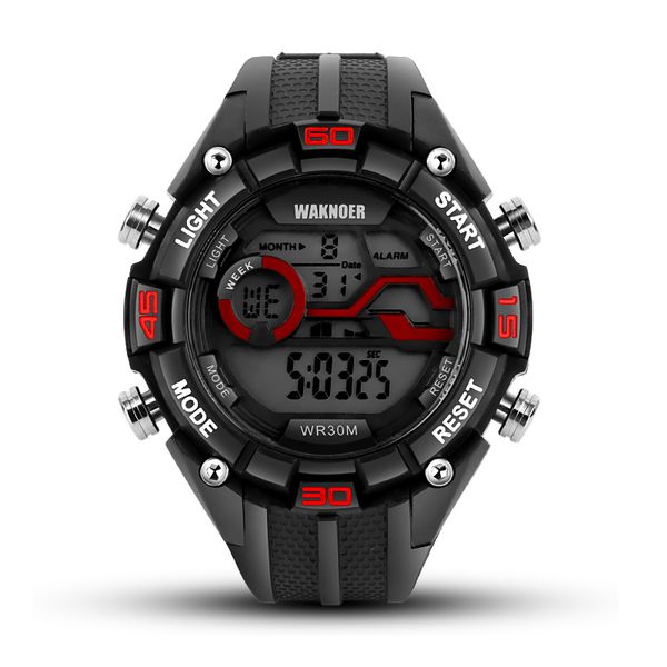 

waknoer electronic watch 30m waterproof digital watch men men's led sport watches clock saat relogio masculino, Slivery;brown