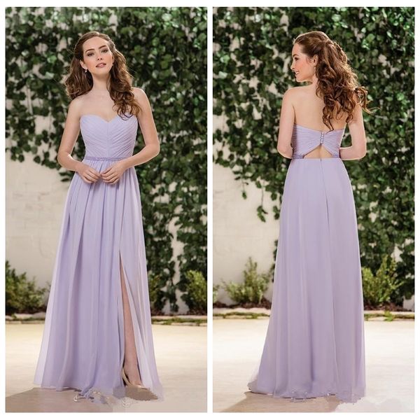 

lavender chiffon long bridesmaids dresses split floor length surplice bridesmaid party gowns honor of maid, White;pink