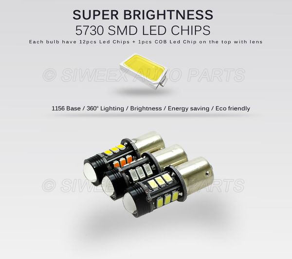 FEHLER GRATIS 9 SMD LED P21W 1156 BA15S//1157 BA15D 12V weiß//ROT SEITEN LICHT x 2