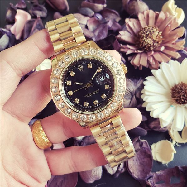 

2018 44MM Luxury Mens Brand Men Watch Big Diamonds Day-Date Brand Stainless Steel Perpetual President Automatic Diamond Wristwatch Watches