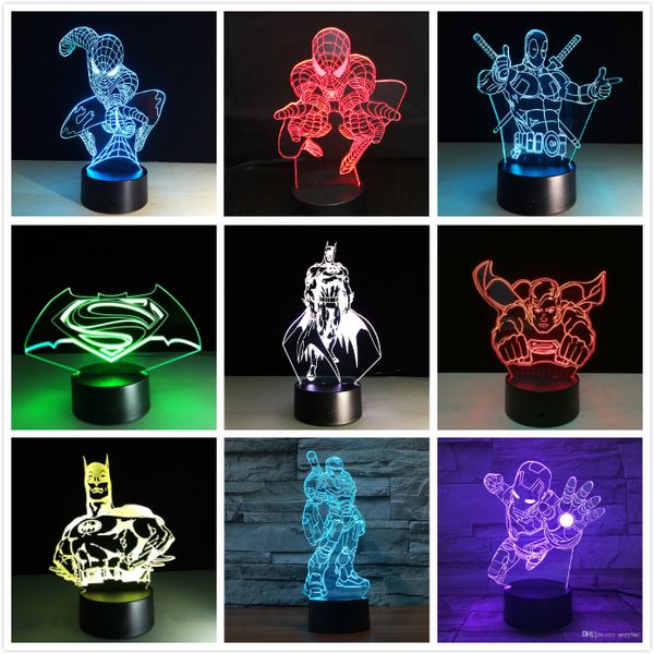

Новый Marvel Мстители Бэтмен Дэдпул Капитан Америка Ironman USB Touch 7 изменение цвета Night li
