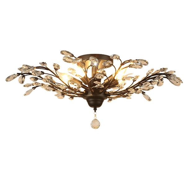 

5 heads iron crystal chandelier light fixtures american village crystal ceiling lights indoor chandeliers lamp black bronze