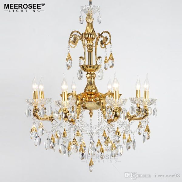 Modern Crystal Chandelier Large Elegant Golden Color Luminaria Chandeliers Light Fixture Hotel Restaurant Foyer 6 Arms 8 Arms Pineapple Chandelier