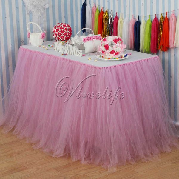 Halloween 100cm X 80cm Light Pink Tulle Tutu Table Skirts