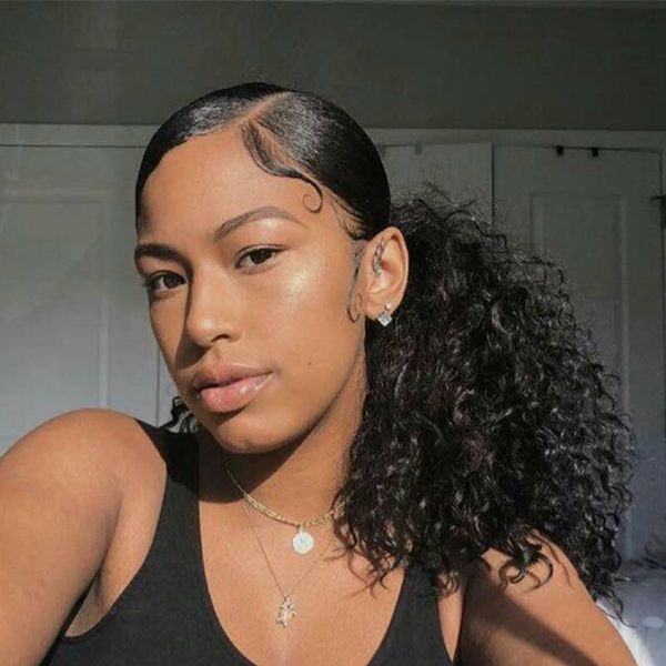 

120g human hair kinky ponytails hairpieces for american black women curly ponytail drawstring clip on pony tail 4 colors ing