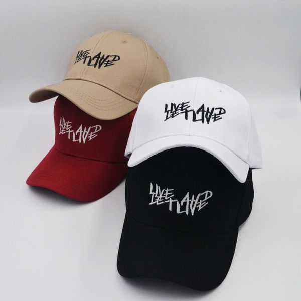 

live and let live letters embroidered casual male female designer hats men women hip hop hats ball caps, Blue;gray