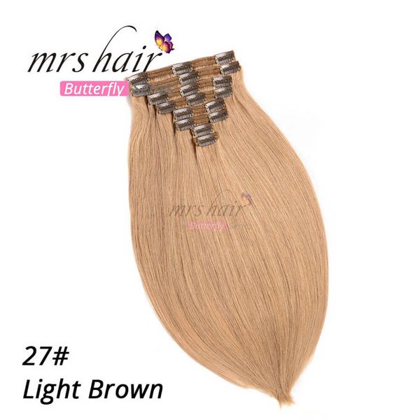Mrshair Dark Blonde 27 Straight Clip In Human Hair Extensions