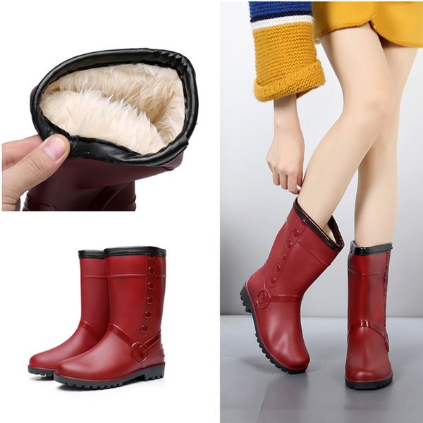 Compre Botas De Lluvia Para Mujer Pvc Warm Mid Calf Red 2018 Con Piel Moda De Invierno Zapatos De Agua Impermeables Plataforma Rainboots Ladies Hot A Compre Botas De Lluvia Para Mujer Pvc Warm Mid Calf Red 2018 Con Piel Moda De Invierno Zapatos De Agua Impermeables Plataforma Rainboots Ladies Hot A