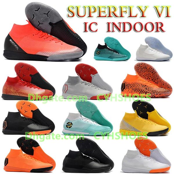

Mercurial Superfly VI 360 CR7 Elite IC Soccer Shoes New Mens Neymar JR ACC Indoor football boots Cristiano Ronaldo 12 Sock Soccer Cleats