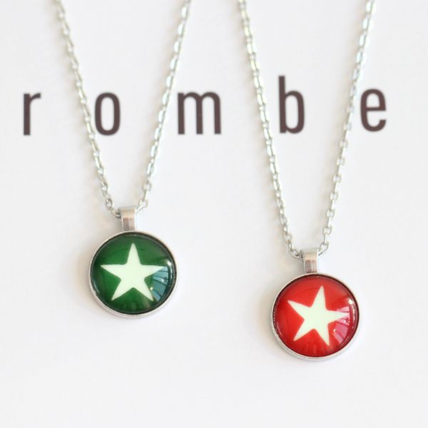 

red green star pattern women statement necklace & pendants korean fashion style creative night glow lovers necklace accessories, Silver