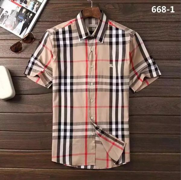 

Fa hion brand elf contained lattice hirt fa hion de igner brand hort leeved cotton ca ual hirt triped 414510, White;black