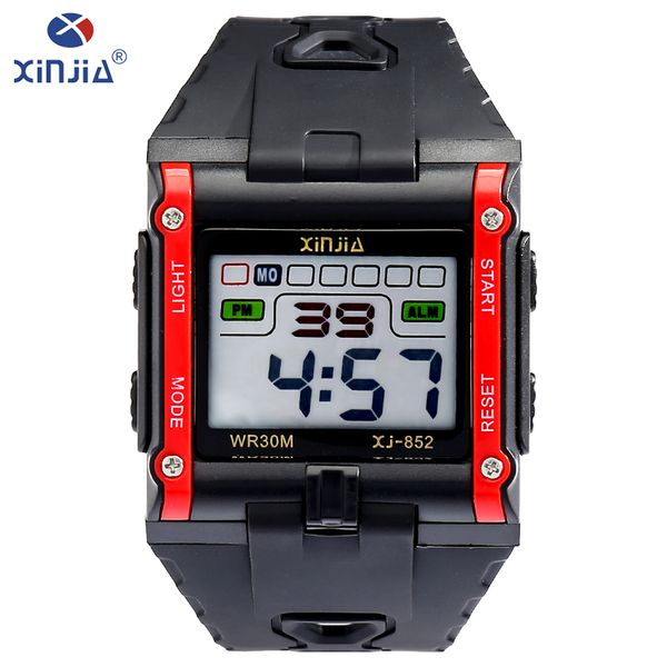 

xinjia new fashion leisure mens watches waterproof luminous digital watch classic tricolor resin material watch, Slivery;brown