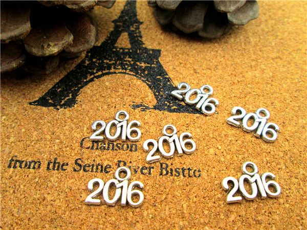 

150pcs-- antique tibetan silver year 2016 charm pendants 13x9mm, Bronze;silver