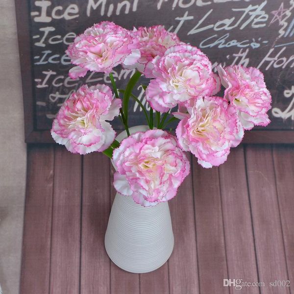 Acheter Fleur Artificielle Oeillet Filé Soie Fleurs Fête Des Mères Cadeau Décoration De La Maison Des Enseignants Jours De Professeur Cadeau Mariée