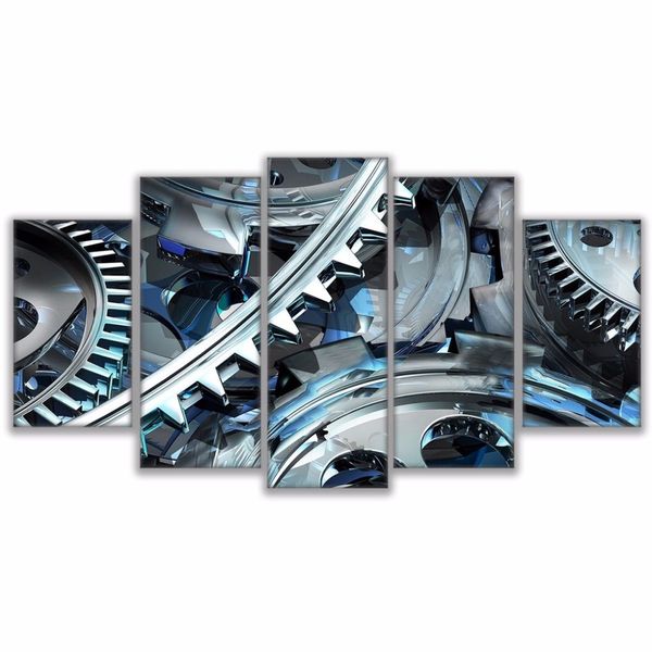 

modern home decor living room wall art modular canvas hd printed pictures 5 pieces rotating gears paintings frame poster