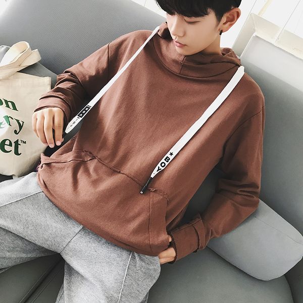 

2018 осень японский новый молодежный модный тренд сплошной цвет многоцветный половина высокая ожерелье балахон классический стиль небольшой, Black