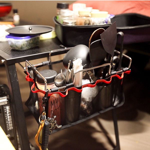 

multi function storage mesh rack for outdoor metal hanging holder bbq camping kitchen sort out bag new arrival 15gt b