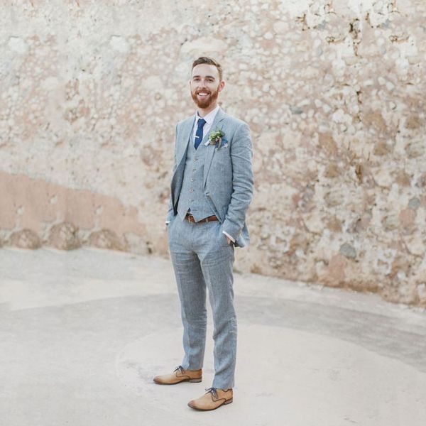 

2018 tailor made beach wedding groom tuxedos light blue men suits bridegroom blazers jacket 3 pieces casual slim fit terno masculino wear, Black;gray