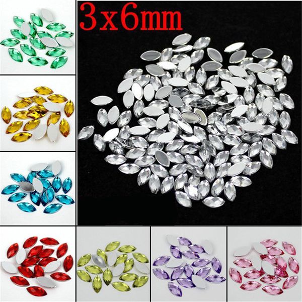

crystal acrylic horse eye shape rhinestone decorate nail art 3x6mm 1000pcs flat back marquise earth facet decorative nail drill, Silver;gold