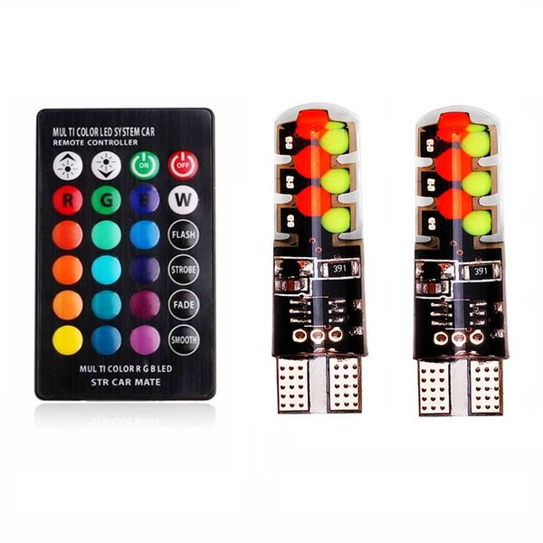 Bulb 12v 2018 New Universal T10 W5w Car Rgb Led Bulb Cob 12smd Clearance Lights Colorful Multi Mode Auto Lamp With Car Interior Accessories India Semi