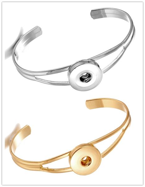

noosa ginger snap button jewelry gold silver metal 18mm snap button cuff bracelet for women men, Golden;silver