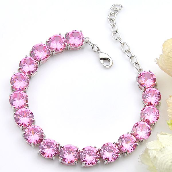 

2018 new arrival sale 2 pcs holiday gift pink zircon gemstone silver chain bracelet bangle women's bracelets, Black