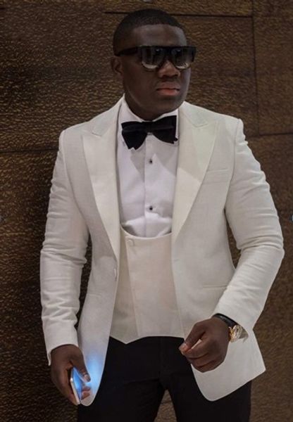 

one button ivory groom tuxedos peak lapel groomsmen man suits mens wedding suits (jacket+pants+vest+tie) no:951, Black;gray