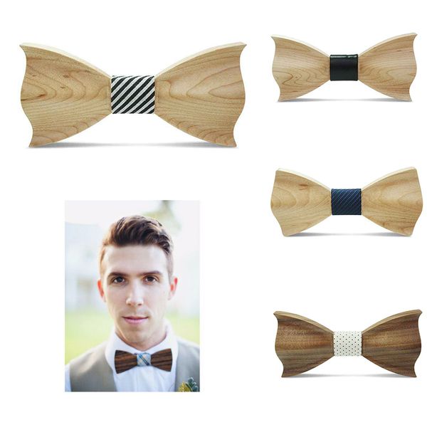 

wood bow tie mens wooden bow ties gravatas corbatas business butterfly cravat party ties for men wood wedding dropship hot, Black;blue