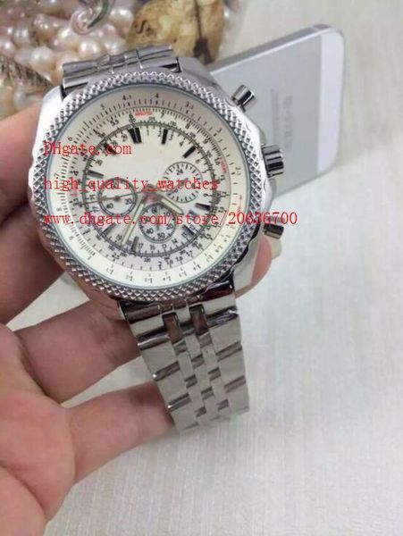 

factory supplier luxury wristwatches 47mm quartz chronograph white dial stainless steel mens men's watch watches, Slivery;brown