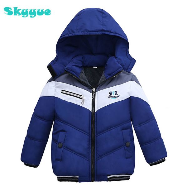 

children's jackets coat plus velvet boys winter warm cotton jackets hooded coat junior pakda kids winter jacket size 2t-5t, Blue;gray