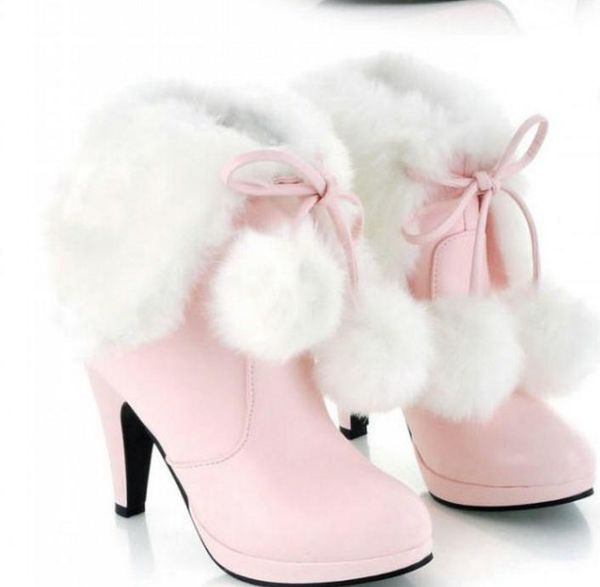 

send medium boots winter high heels coarse heel korean women boots, Black