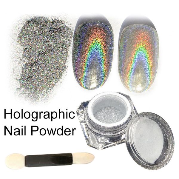

1g/box rainbow holographic pigment shining glitters chrome nail powder 3d colorful nail powder manicure tools, Silver;gold