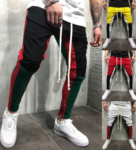 

jogger pants zippers on pants legs mens 2018 new sports gym workout streetwear hip hop track trousers long slacks sweatpants, Black