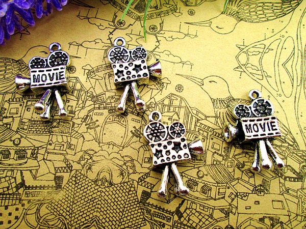 

21pcs-- movie camera charms, antique tibetan silver 3d fabulous movie camera charm pendants 10x 15 x 26mm, Bronze;silver