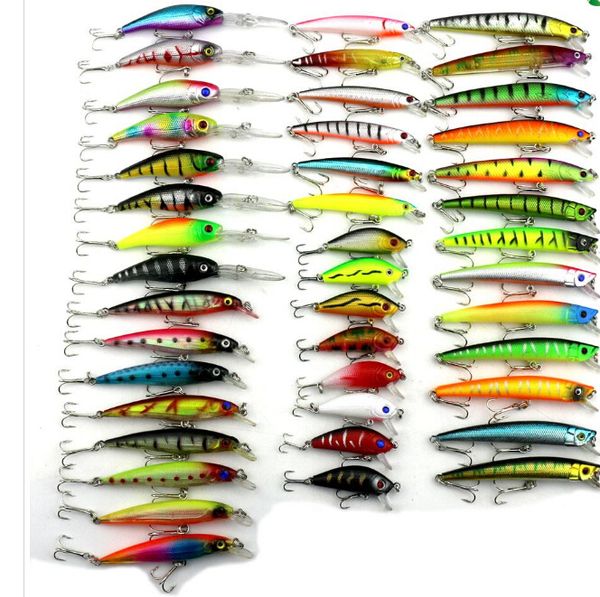 

2018 minnow hengjia 43pcs / lot fly fishing lure set china hard bait jia приманки воблер карп 6models рыболовные снасти оптом