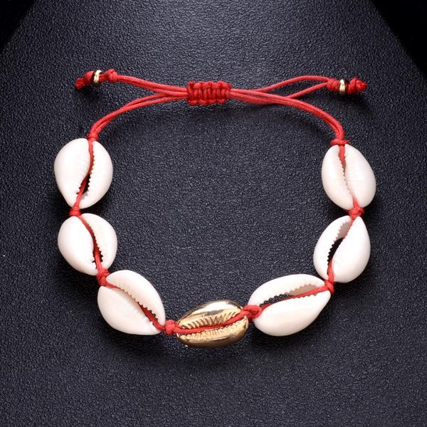

colorful rope shell charm braid bracelets for women handmade luck bracelets male shell adjustable bracelet drop shipping, Golden;silver