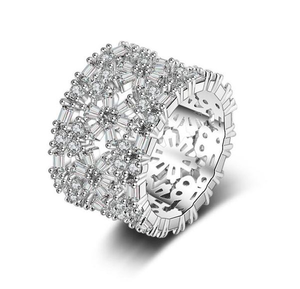 

new luxury ring for women exaggerated queen fan europe america copper white gold plated cluster rings ladies jewelry gifts wholesale, Golden;silver