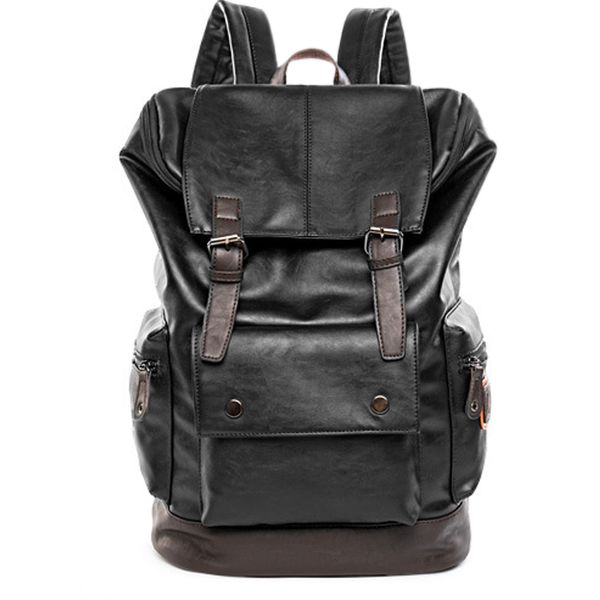 

men splice pu backpack huge shoulder computer bag functional versatile bags multifunctional laptravel school backpacking schoolbag