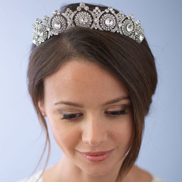 

gorgeous silver crystal tiaras and crowns wedding hair accessories tiara bridal crown rhinestone tiaras for bride hair ornaments, Golden;white