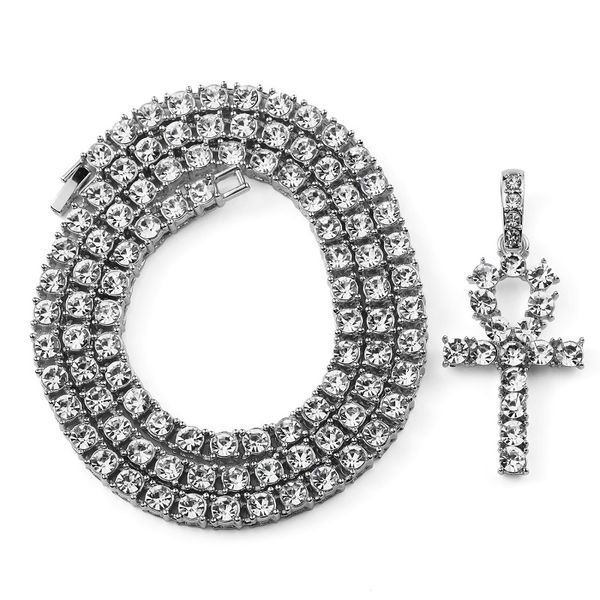 

new fashion men hip hop jewelry key pendant necklaces full rhinestone design american star popular men necklace with chain 60cm, Silver