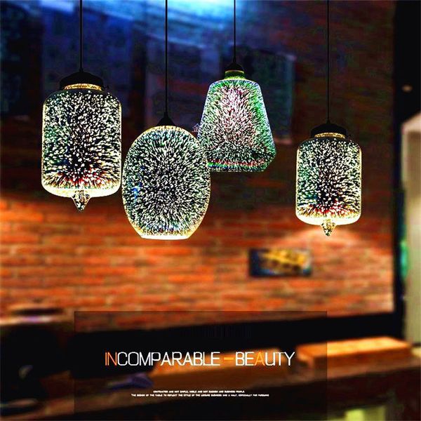 

3d magic pendant light creative design stained glass restaurant bar hanging lamp retro cafe bar clothing shop pendant lamp