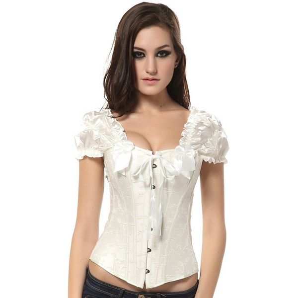 

plus size 2xl lace body shapewear fashion womens gothic clothing underbust waist trainer lace up jacquard corsets and bustiers, Black;white