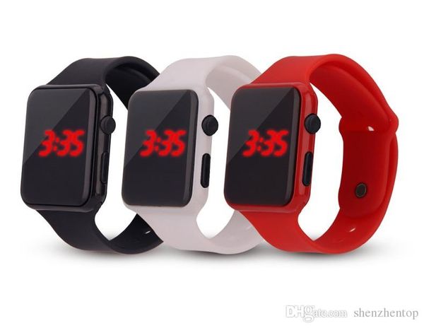 

2018 new square face silicone band led digital watch red led watches quartz wrist watch sport clock hours, Slivery;brown
