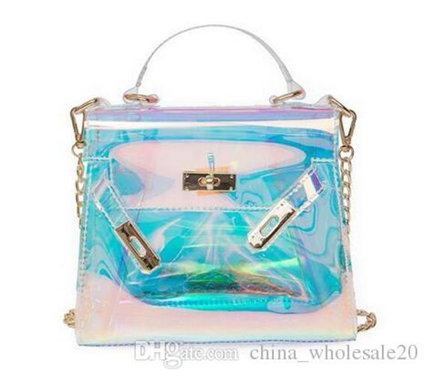 

Бесплатная Доставка Женщины Пластиковые Messenger Сумка Прозрачный Лазерная Сумка Сцепления Плеча Crossbody Мешок Цепи Мешок Ясно Мешок Вечер Кошелек
