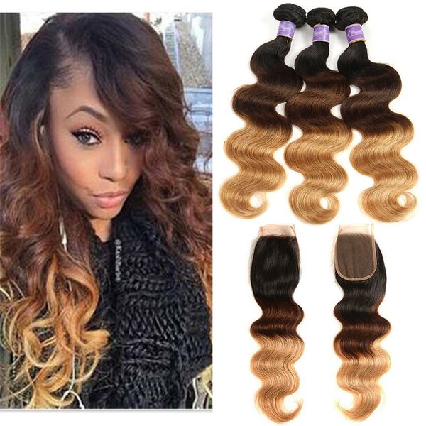 2020 Body Wave Brazilian Dyed Human Hair Bundles With Closure 1b 4