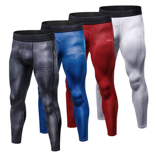 

men's compression pants sport tights basketball gym trousers bodybuilding jogging skinny leggings sportswear men's running pant, Black;blue