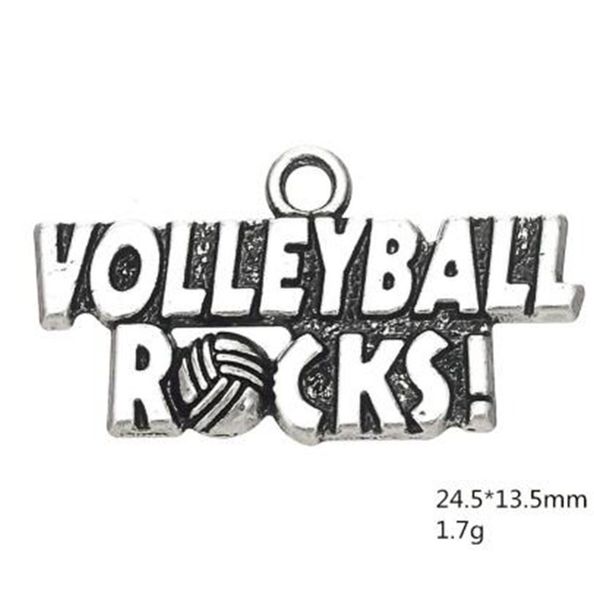 

volleyball rocks sporty word charm other customized jewelry, Bronze;silver